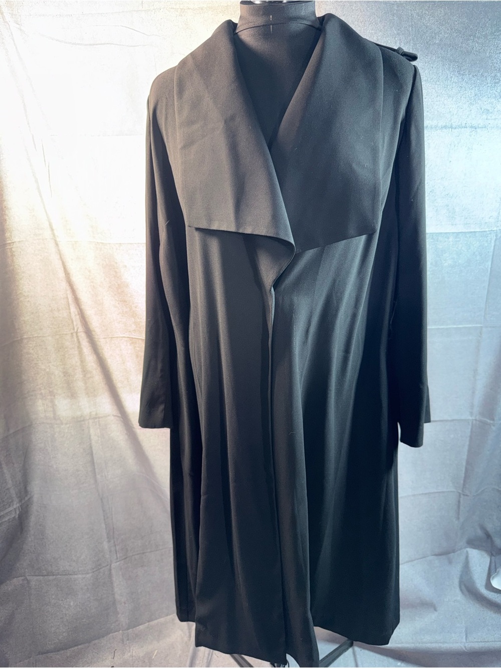 44A-Lane Bryant Black Draped Open-Front Trench Coat